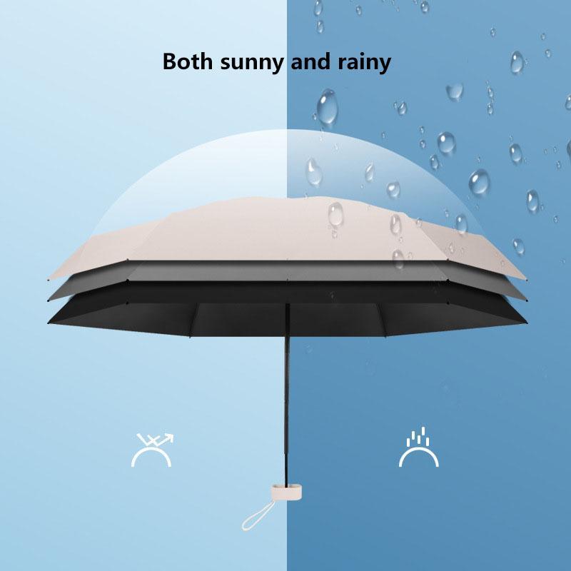 Mini Manual Folding Umbrella, 1 Count Portable Lightweight Travel Sunscreen Umbrella for Sun & Rain, Folding Parasol, Rainy Day Personal Resistance