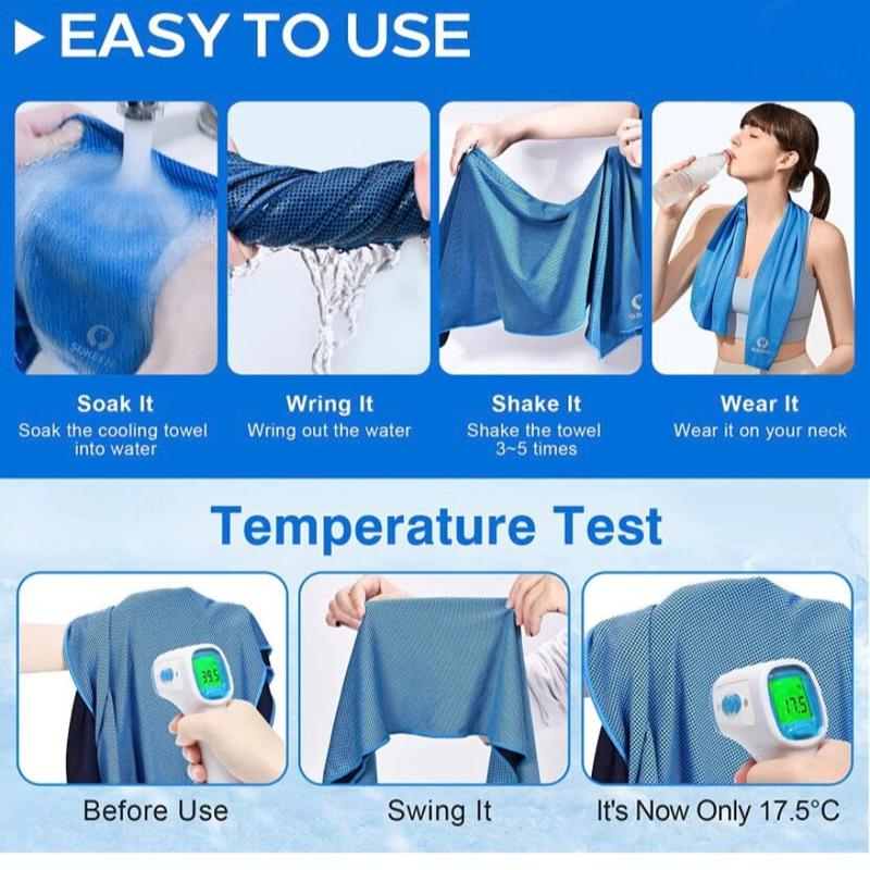 6packs Cooling towels instant cool soft breathable chilly face towel absorbent Multicolor