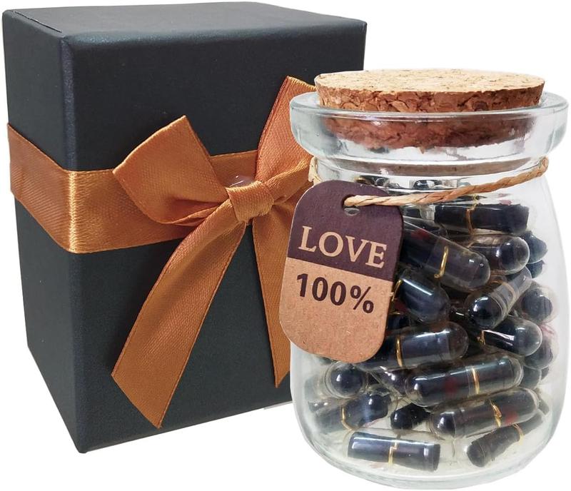 Capsule Letters Message in a Bottle Kit - Heartfelt Love Notes for Him or Her - Valentine's Day, Birthday, Anniversary, Christmas Gift - Type