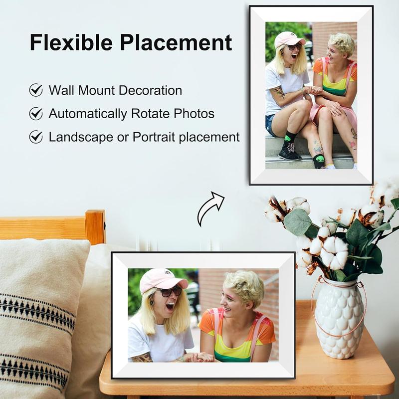 Digital Picture Frame 10.1 Inch Digital Photo Frame WiFi   Frame 16 GB IPS Touch Screen,Auto-Rotate,Easy to use Load from Phone Share Pohto Video Wedding Gifts for mom Women Men