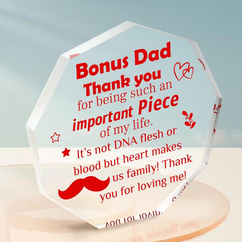 Thank You Gift for Dad, Transparent Nonagon Acrylic Ornament, Desktop Decoration Sign, Home Decor for Living Room Bedroom Office