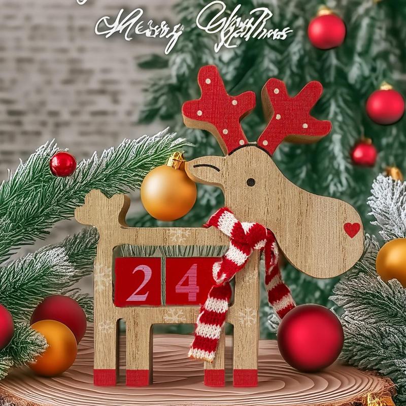 Wooden Reindeer Design Countdown Calendar, 1 Set Creative Desktop Decoration, Home Decor for Living Room Bedroom, Festive & Party Supplies