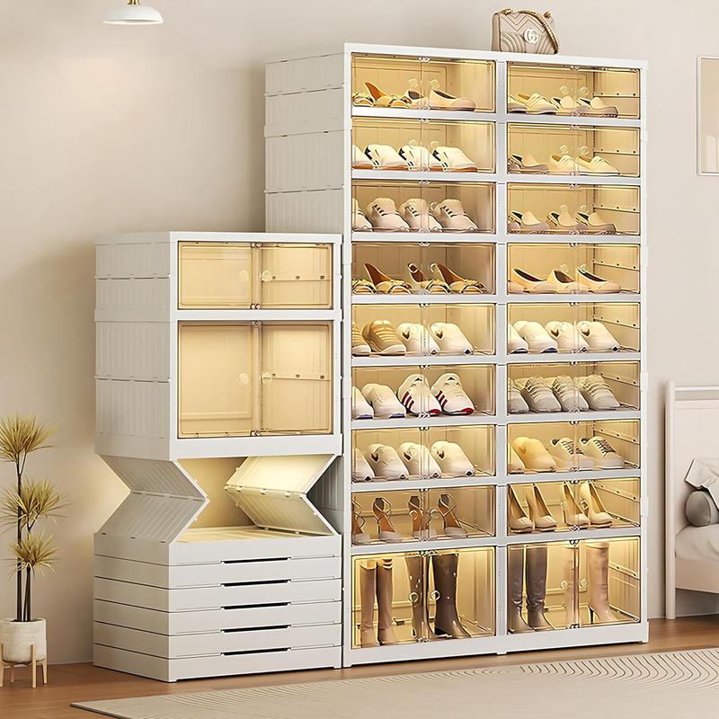 Cyber ​​Monday--Special Offers-- 9Tier 18 Shoes Organizer:Transparent,Closet Management Space-saving Home storage Smooth Boxes Collapsible Rack For Compact Spaces big  rack shoe organizer Pet Plastic