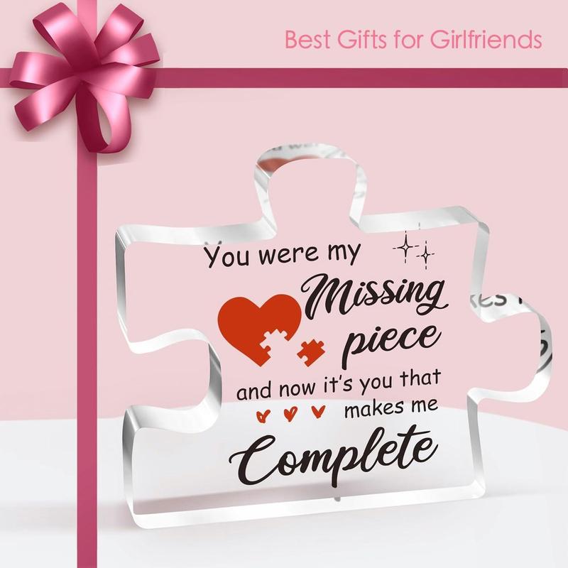 Gifts for Her, Romantic Girlfriend Gifts, Acrylic Puzzle Piece Engraved Plaque, for Couple, Valentines Day Gifts for Her, Gifts for Girlfriend, Birthday, Christmas , Valentine's Day, Anniversary