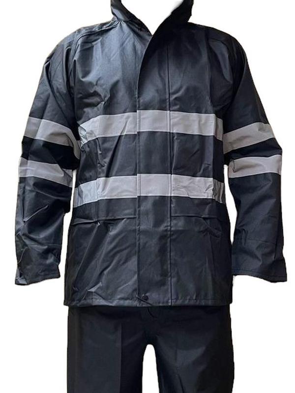 FX SAFETY Class 3 BLACK Rain Suit   Includes Jacket with hood and Rain  Pants High Visibility Reflective Black Bottom