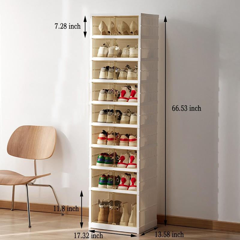 Cyber ​​Monday--Special Offers-- 9Tier 18 Shoes Organizer:Transparent,Closet Management Space-saving Home storage Smooth Boxes Collapsible Rack For Compact Spaces big  rack shoe organizer Pet Plastic