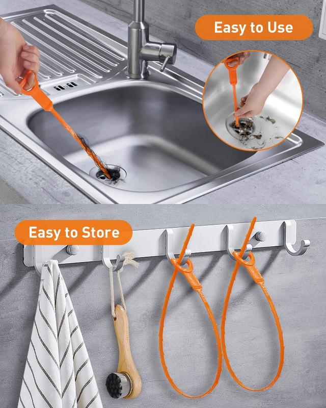 25Inch Drain Clog Remover Tool,Drain Hari Cleaner Cather Shower Drain Tool,Auger Cleaning Tool,Kitchen Sink Bath Tub Bathroom,Sink Snake Remover(6PCS)