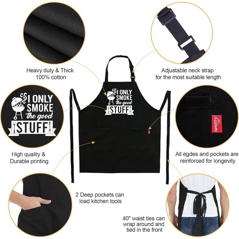 Funny Grilling Aprons for Men - I Only  The Good Stuff - Funny Chef Cooking BBQ Grill Aprons with 2 Pockets - Birthday, Father's Day, Christmas Gifts for Dad, Husband, Boyfriend, Him