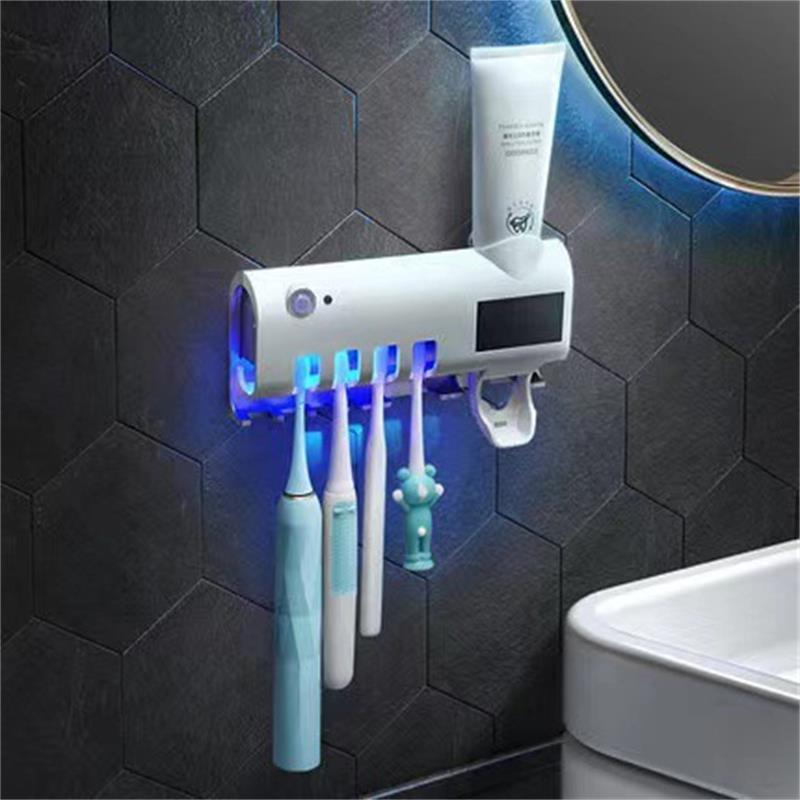 Wall Mounted Toothbrush Holder, 1 Count Intelligent Toothpaste Dispenser, Bathroom Accessory, Toothbrush Cleaning Rack, Toothbrush Dispenser