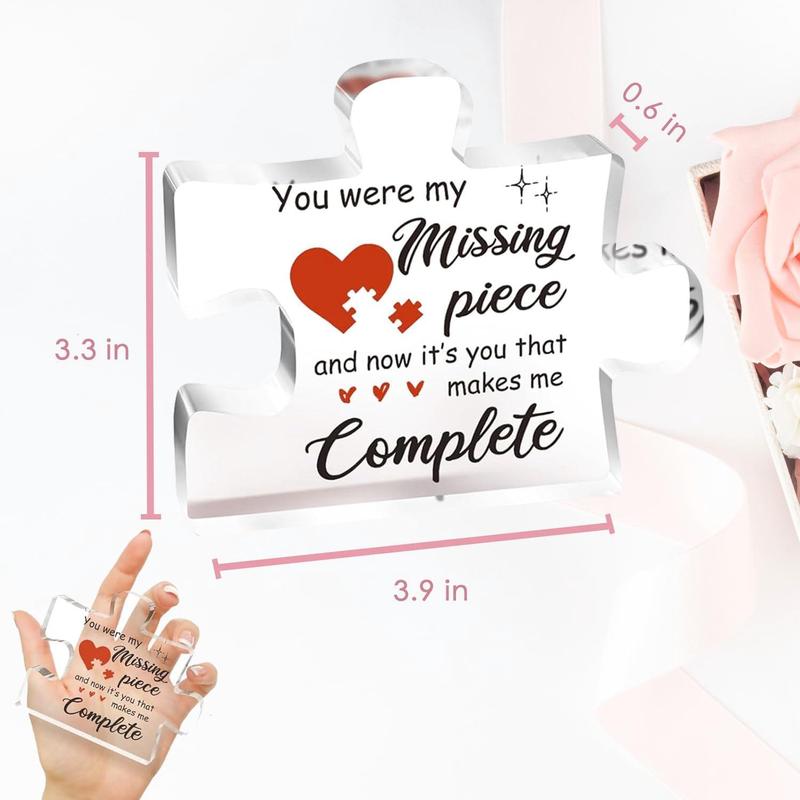 Gifts for Her, Romantic Girlfriend Gifts, Acrylic Puzzle Piece Engraved Plaque, for Couple, Valentines Day Gifts for Her, Gifts for Girlfriend, Birthday, Christmas , Valentine's Day, Anniversary