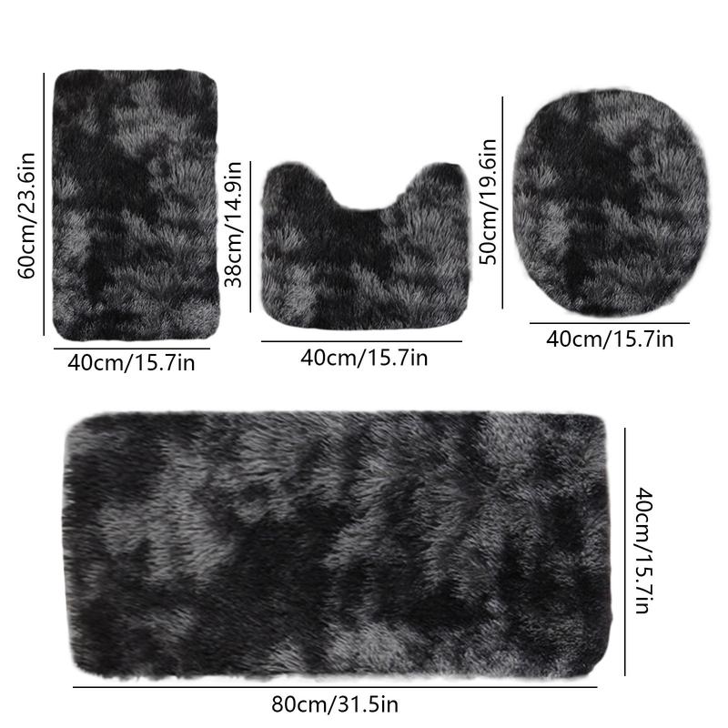 4 PCS Velvet Fleece Bath Mats Set, Multi Purpose Mixed Colors Bath Mats Set, Universal Soft Comfortable Bathroom Rugs, Fast Absorbent,Non-Slip Thick, Machine Washable, Perfect for Fall Decor, Bedroom, Tub, Toilet Floor, Shower Room