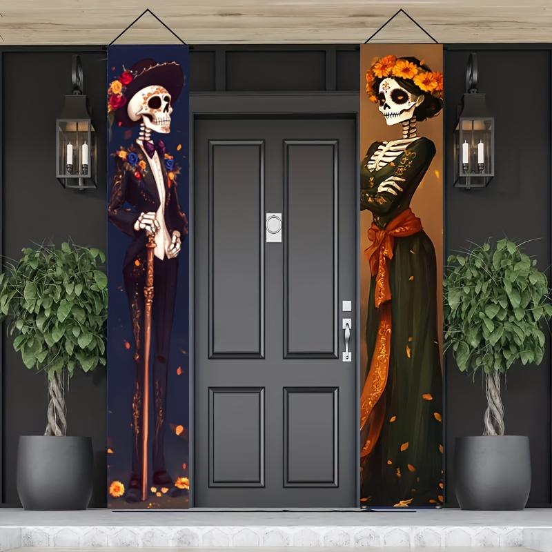 Day of the Dead Skeleton Couple Porch Banners 1 Pair 11.8x70.8