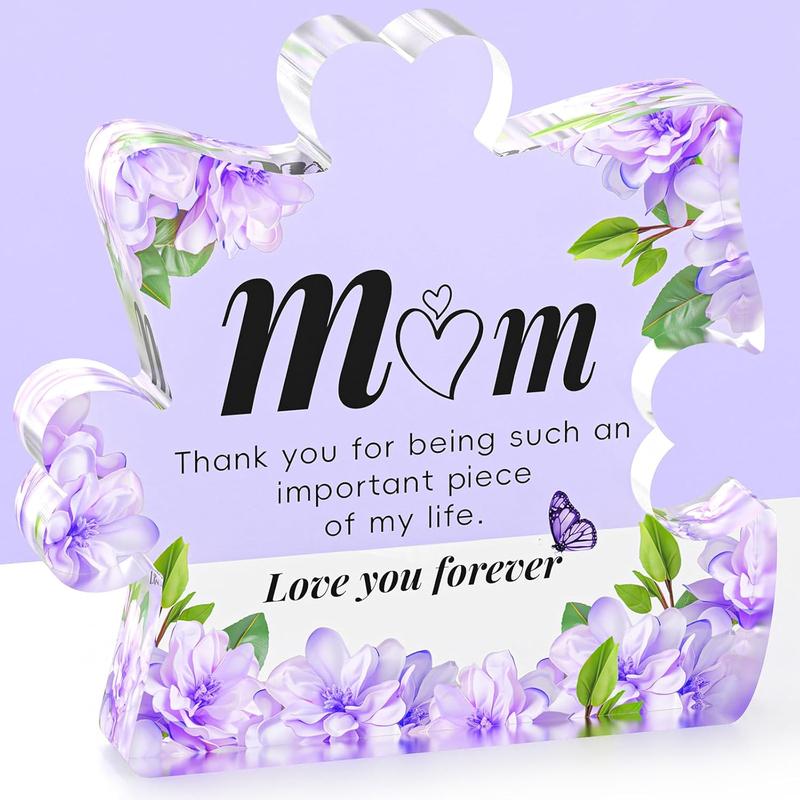 Mom Gifts from Daughter Son, Engraved Acrylic Block Puzzle Present 3.7 * 3.9 Inch, Christmas Gifts for Mom, Mom Birthday Gifts, Thank You Gifts for Women, Thanksgiving Gift Idea Must Have