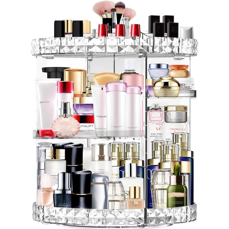 Makeup Organizer 360 Degree Rotating 7 Adjustable Layers Large Capacity  Organizer Transparent Make Up Organizers and Storage