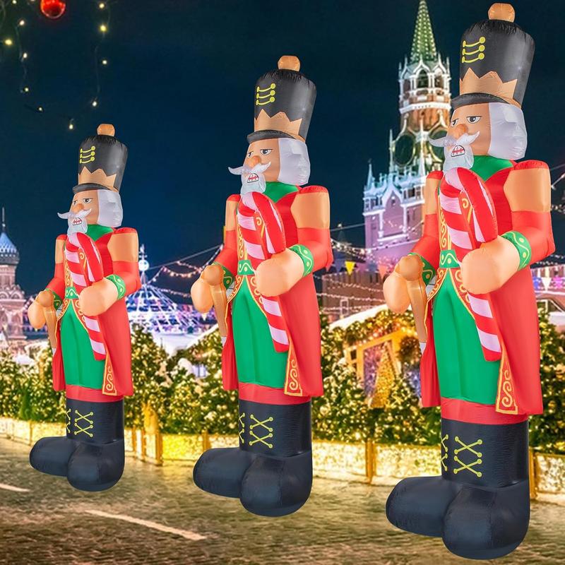 Nervure 12FT Giant Christmas Inflatable Solider - Christmas Inflatable Outdoor Decoration Nutcracker Soldier with Candy Cane -Blow up Yard Decoration with Built-in LEDs Perfect for Yard Lawn Garden