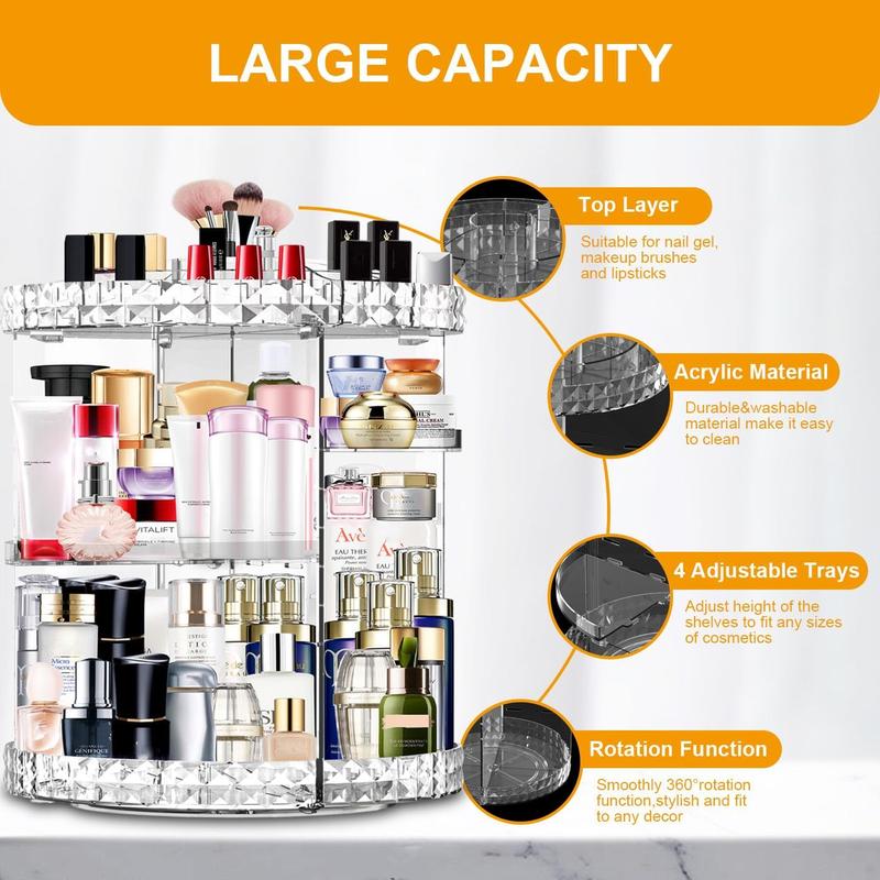 Makeup Organizer 360 Degree Rotating 7 Adjustable Layers Large Capacity  Organizer Transparent Make Up Organizers and Storage