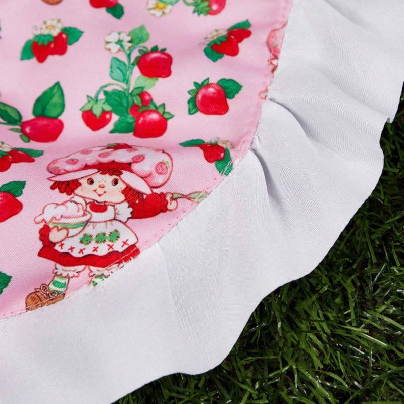 Strawberry Shortcake Cute Cartoon Character & Strawberry Pattern Contrast Ruffle Trim Apron,Kitchen,Bathroom,Home,Household Suppliers