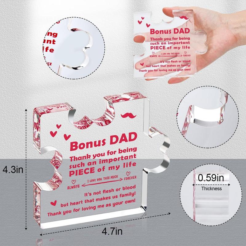 Bonus Dad Gifts from Daughter Son Birthday Step Dad Gifts Fathers Day for Step Father, New Dad, Daddy, Dad Ever Gifts Appreciation Gifts for Dad Acrylic Plaque Home Desk Signs