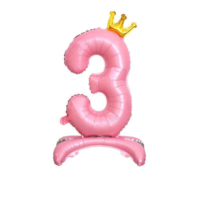 Crown Shaped Number Balloon, 1 Count Lovely Crown Standing Number Balloon, Birthday Party Decoration Balloon for Indoor & Outdoor