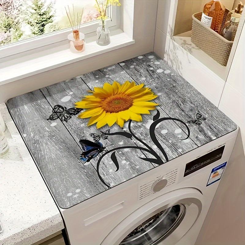 Floral Printed Dust Cover for Washing Machine, 1 Count Non-slip Water Absorbent Dust Cover, Household Dustproof Cover for Washing Machine, Microwave Oven, Home & Outdoor Decor