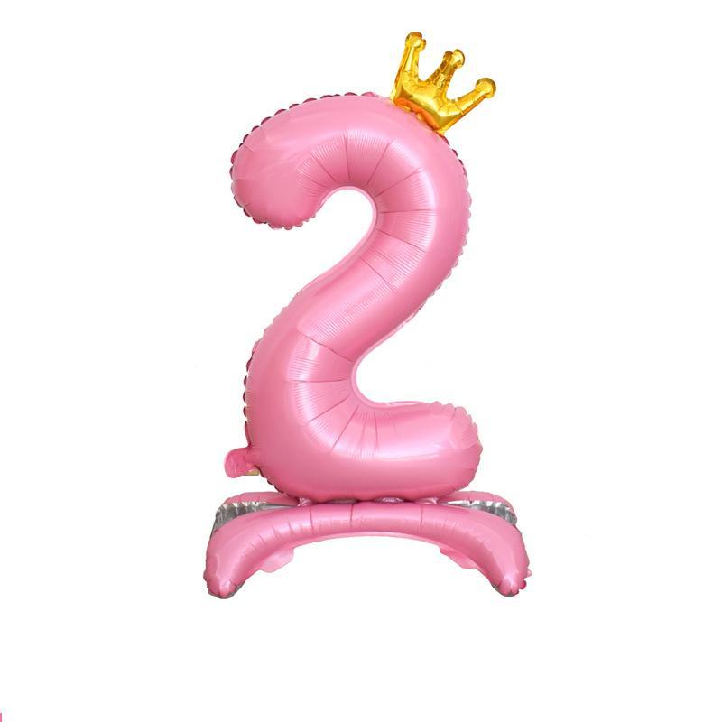 Crown Shaped Number Balloon, 1 Count Lovely Crown Standing Number Balloon, Birthday Party Decoration Balloon for Indoor & Outdoor