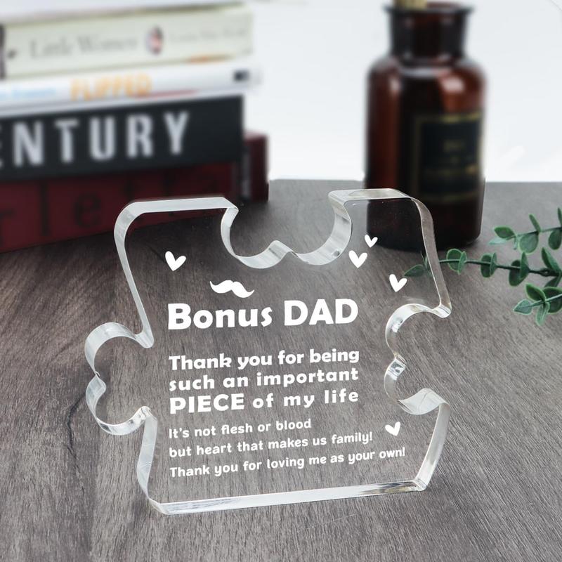 Bonus Dad Gifts from Daughter Son Birthday Step Dad Gifts Fathers Day for Step Father, New Dad, Daddy, Dad Ever Gifts Appreciation Gifts for Dad Acrylic Plaque Home Desk Signs