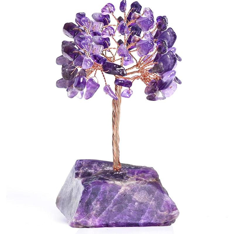 Seven Chakra Tree of Life,Money Tree Dcorations,Crystals and Healing Stones,Reiki Positive Energy Gemstones 7 Chakra Tree,Purple Room Office Desk Feng Shui Decor Meditation Gifts for Women Men Ornaments