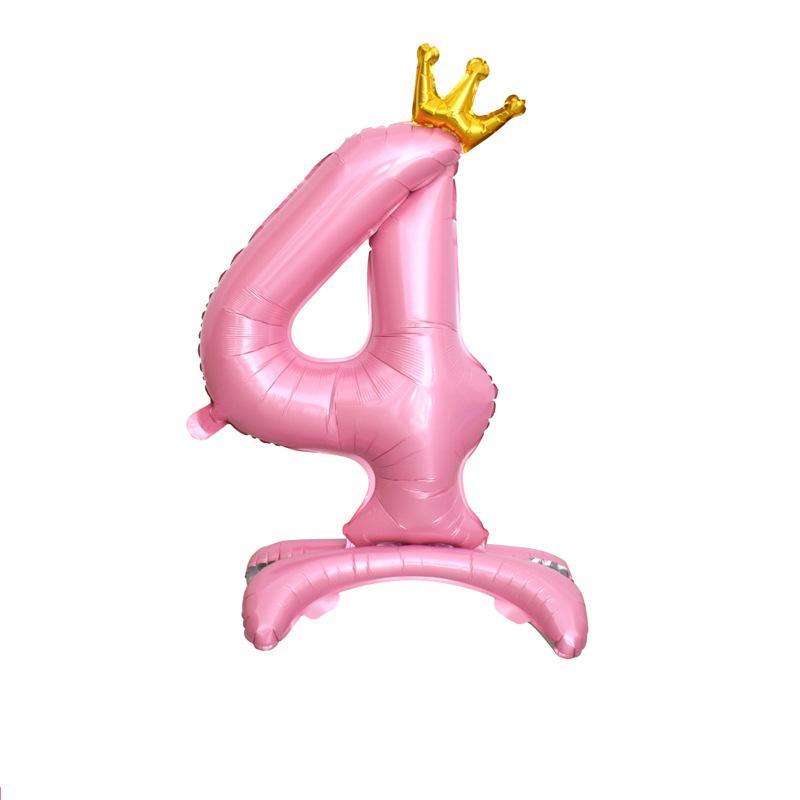 Crown Shaped Number Balloon, 1 Count Lovely Crown Standing Number Balloon, Birthday Party Decoration Balloon for Indoor & Outdoor