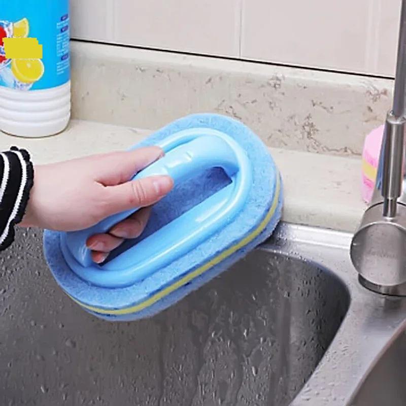 Kitchen Cleaning Sponge with Handle, Power Decontamination Durable  Cleaning Brush, Bathroom Kitchen Glass Wall Cleaning Sponge