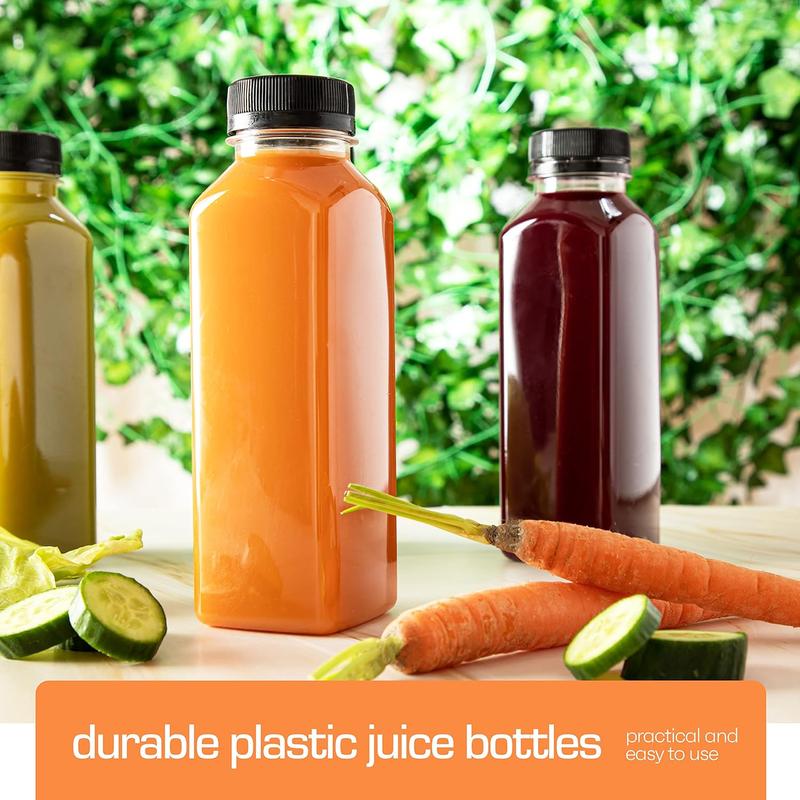 12 oz Juice Bottle with Lid - Plastic Bottle for Juicing, Reusable Juicer Bottle - Juicer Bottle with Lid - Juice Container with Lid - 12 oz Plastic Bottle with Lid