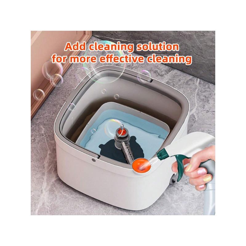 Spin Square Mop And Bucket Set With Dirty Clean Water Separation, Self-Rotating Mop-Head For Hardwood, Tile, Marble Floors, Includes 2 6 Pads