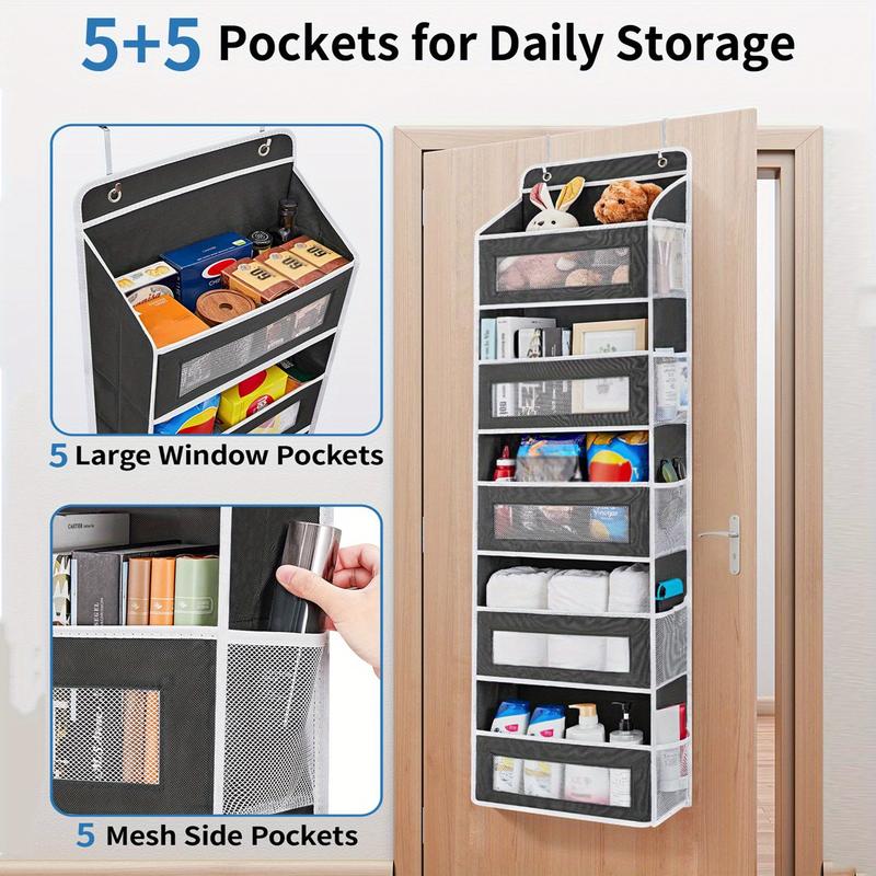 2 Pack Over The Door Organizer Storage, 44lbs Weight Capacity Hanging Door Organizer, Behind Door Organizer with 5 Shelf Hanging Door Organizer with 5 Large Capacity Pockets for Bedroom, Bathroom, Pantry,