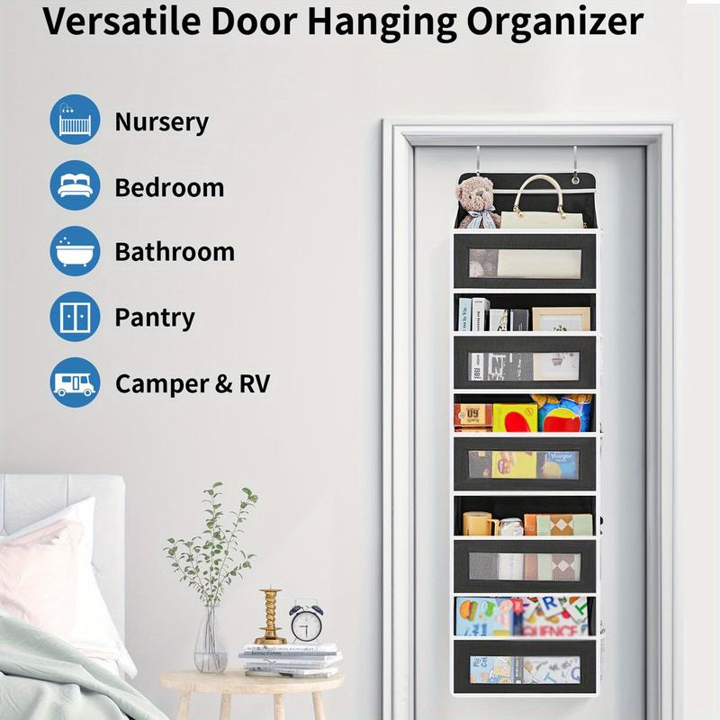 2 Pack Over The Door Organizer Storage, 44lbs Weight Capacity Hanging Door Organizer, Behind Door Organizer with 5 Shelf Hanging Door Organizer with 5 Large Capacity Pockets for Bedroom, Bathroom, Pantry,