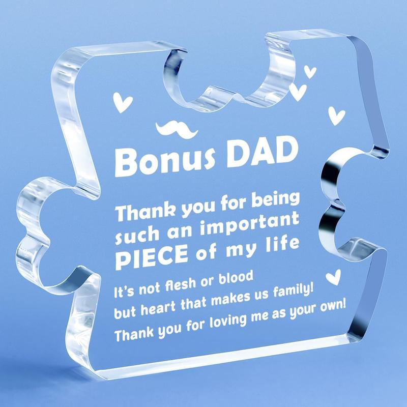 Bonus Dad Gifts from Daughter Son Birthday Step Dad Gifts Fathers Day for Step Father, New Dad, Daddy, Dad Ever Gifts Appreciation Gifts for Dad Acrylic Plaque Home Desk Signs