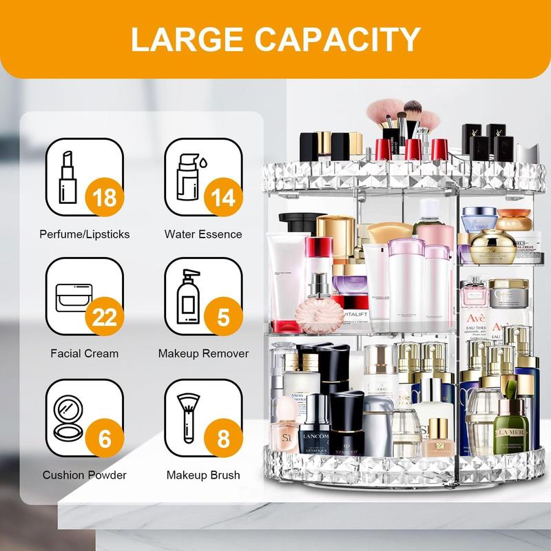 Makeup Organizer 360 Degree Rotating 7 Adjustable Layers Large Capacity  Organizer Transparent Make Up Organizers and Storage