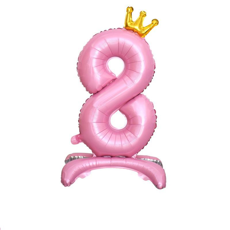 Crown Shaped Number Balloon, 1 Count Lovely Crown Standing Number Balloon, Birthday Party Decoration Balloon for Indoor & Outdoor