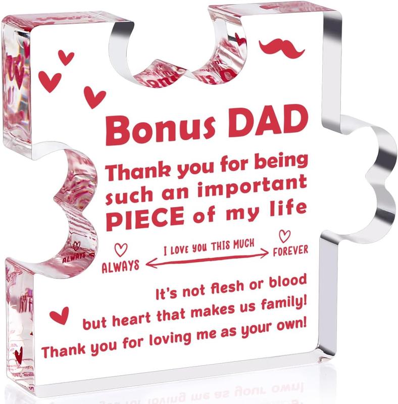 Bonus Dad Gifts from Daughter Son Birthday Step Dad Gifts Fathers Day for Step Father, New Dad, Daddy, Dad Ever Gifts Appreciation Gifts for Dad Acrylic Plaque Home Desk Signs