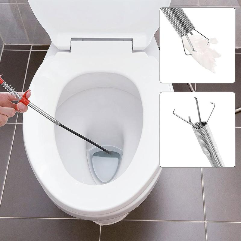 63in Drain Snake Hair Drain Clog Remover Tool，Flexible Grabber Reacher Tool with 4 Claws，Drain Sink Unblocker Sink Grabber Spring Drain Hair Remover Tool for Kitchen Sink Bathroom Tub Toilet Drains