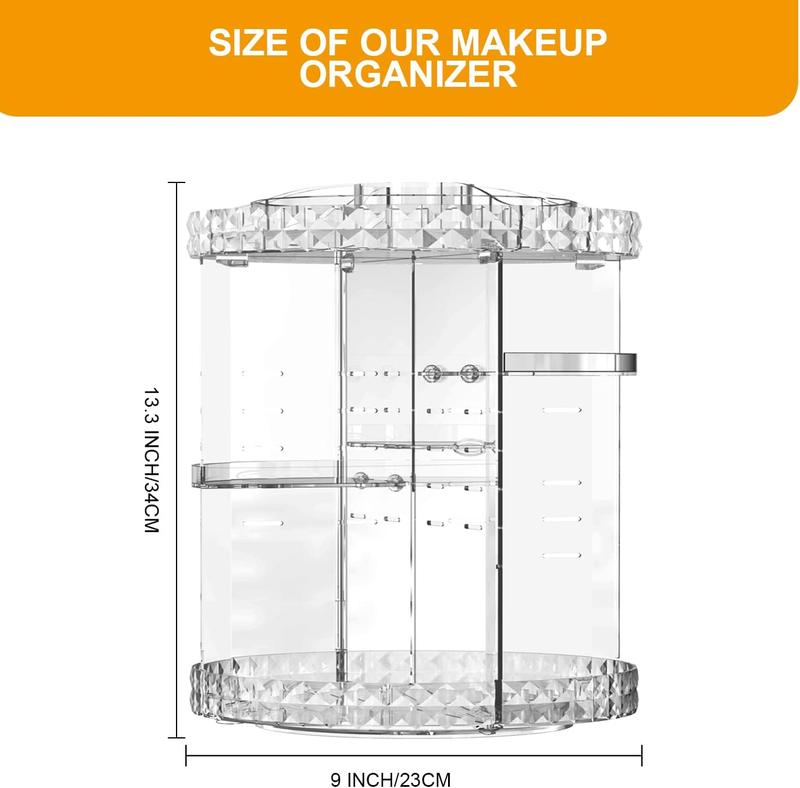 Makeup Organizer 360 Degree Rotating 7 Adjustable Layers Large Capacity  Organizer Transparent Make Up Organizers and Storage