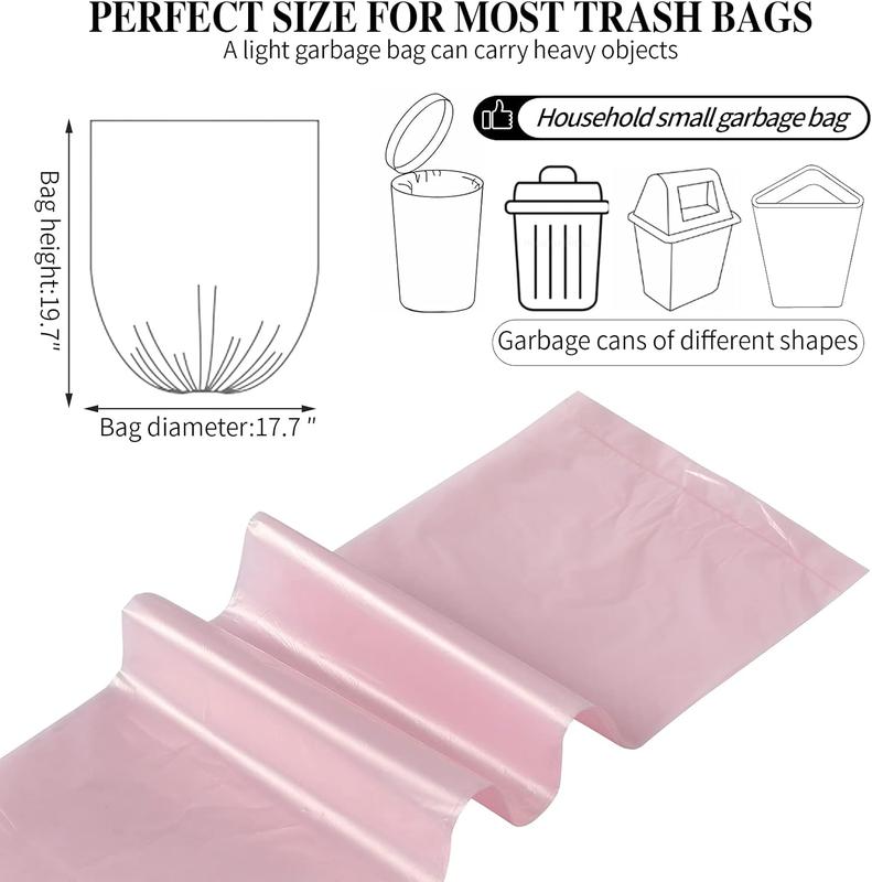 5 Rolls Small Trash Bags - 100 Counts Durable 4 Gallon Small Garbage Bags for home office kitchen Bathroom Bedroom Trash Can linersPink