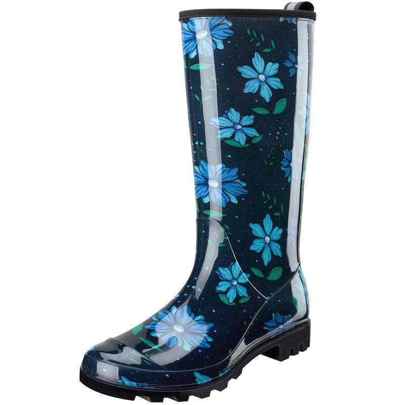 HISEA Women's Rain Boots Waterproof Garden Shoes Colorful Printed Knee High Rubber Boots Anti-Slipping Rainboots for Ladies with Comfort Insole Tall Wellington Rain Shoes