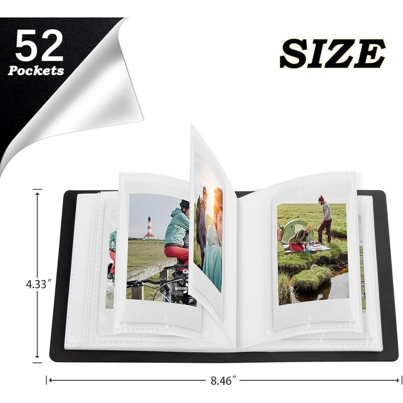 52 Pockets Mini Photo Album Fujifilm Instax Mini Instant Film, Polaroid Snap, Z2300, SocialMatic Instant Cameras & Zip Instant Printer (Black, 1Pack)