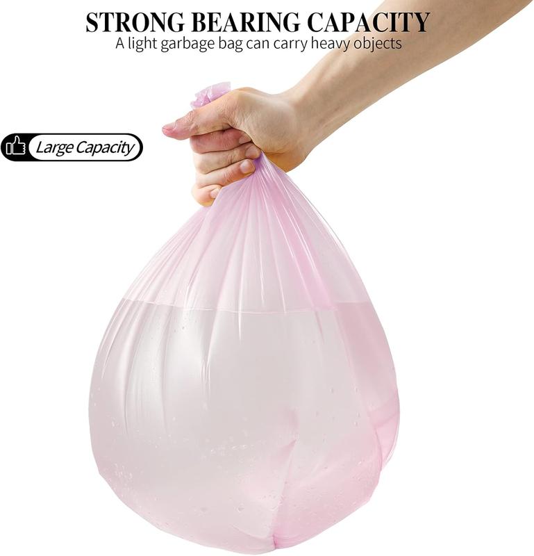 5 Rolls Small Trash Bags - 100 Counts Durable 4 Gallon Small Garbage Bags for home office kitchen Bathroom Bedroom Trash Can linersPink