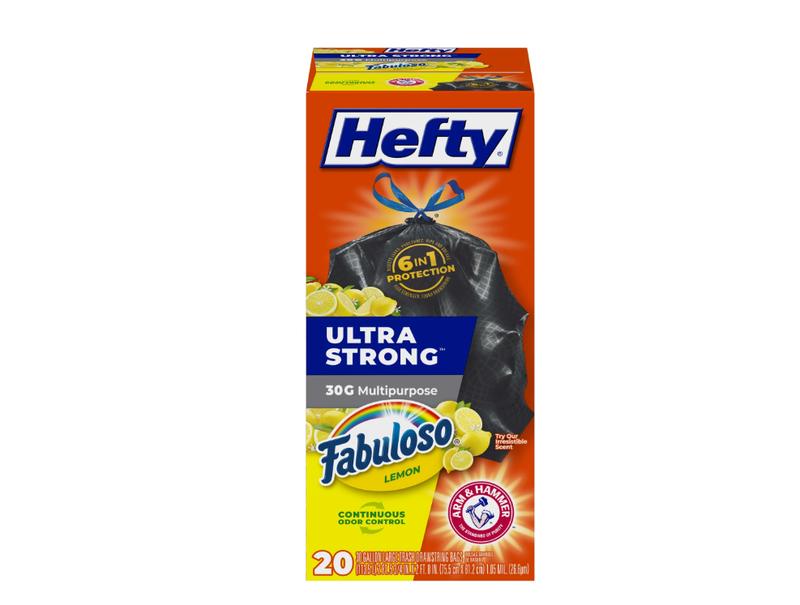 Ultra Strong 30 gallon Trash Bags, Black Large Trash Bags, Fabuloso Lemon Scent, 20 Bags Pack Plastic