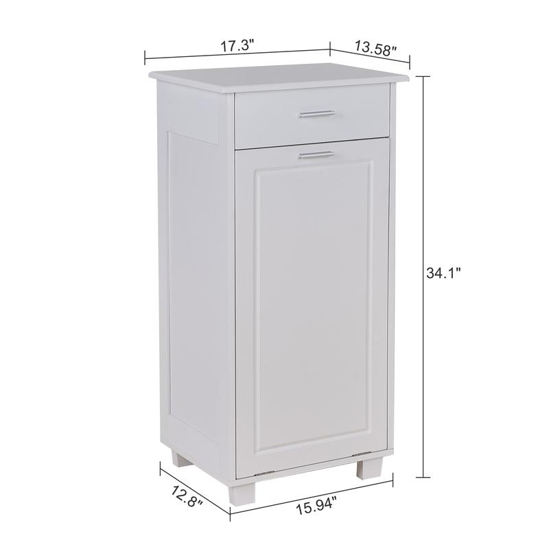 VECELO Tilt Out Trash Bin Cabinet with Drawer, Wooden with Negative Ion and Deodorizing Function Kitchen Hidden Garbage Recycling