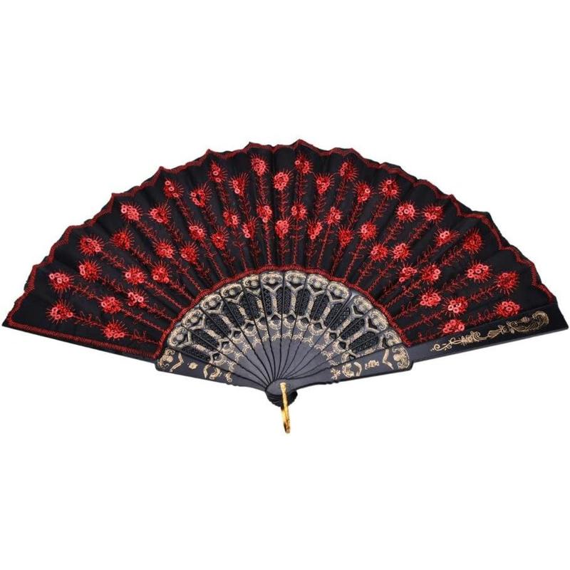 10 Count  Peacock Hand Fans, Spanish Folding Hand Fan, Flower Dancing Fans,Summer Handheld Folding Fans Party Decor