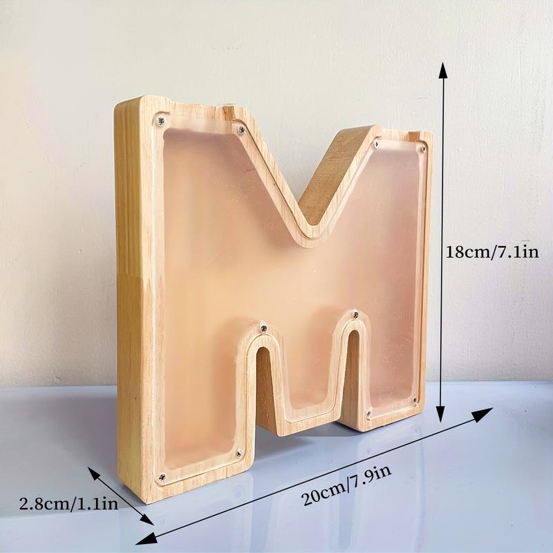 Wooden Letter Piggy Bank Larger Alphabet Letter Bank for Initial Coin Bank, Piggy Bank for Personalized A-Z Letter Piggy Bank Wooden Transparent Letter Money Box Decoration Creative Money for Birthday, Christmas and Thanksgiving Day