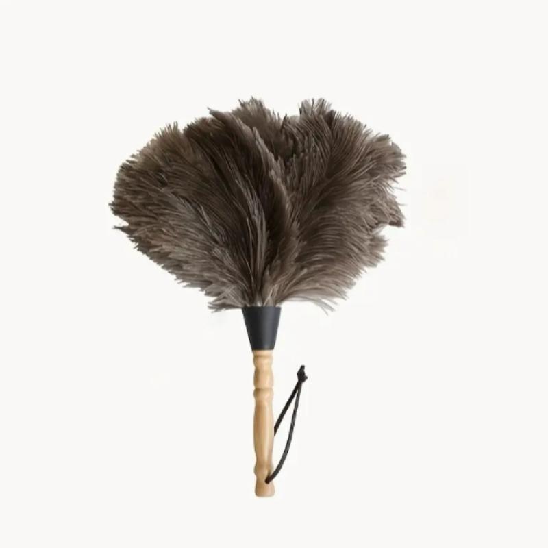 Feather Duster, 1 Count Handheld Dust Brush with Wooden Handle, Portable Dust Brush, Household Cleaning Tool for Home Kitchen Car Office