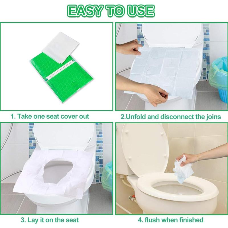 Toilet Seat Covers Disposable, 110pcs Flushable Travel Disposable Toilet Seat Covers for Adults Kids Potty Training, Travel Essential Accessories for Airplane, Road Trips, Camping