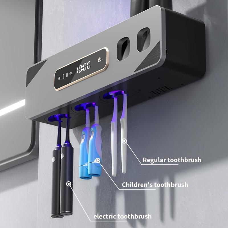 2024 NEW Intelligent Touch Dry Toothbrush Sterilizer With Dual Toothpaste Dispensers, Wall-Mounted No-Drill Installation, Includes 3 Cups, Digital LED Display